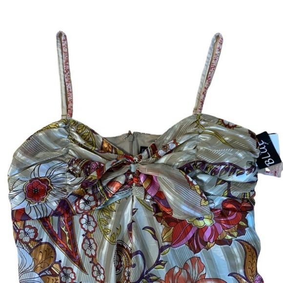 New Floral Sleeveless Eva Blue Dress Size 12 - Picture 2 of 11